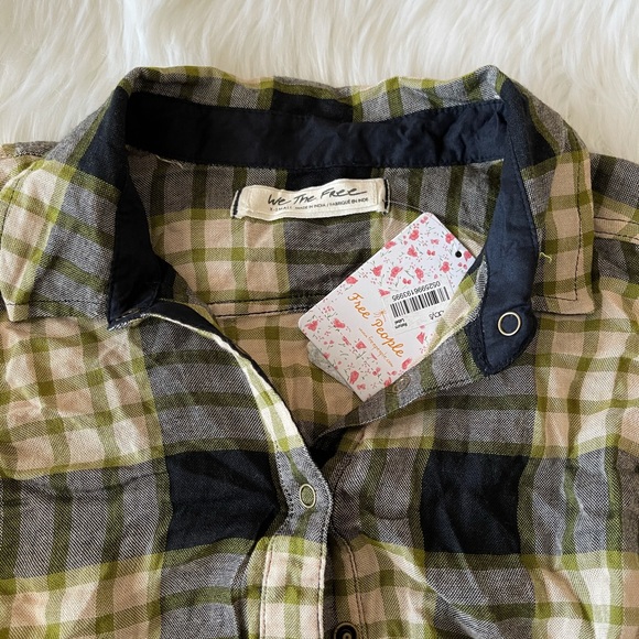 FREE PEOPLE Pacific Dawn Plaid Peplum Shirt NWT - Picture 4 of 4